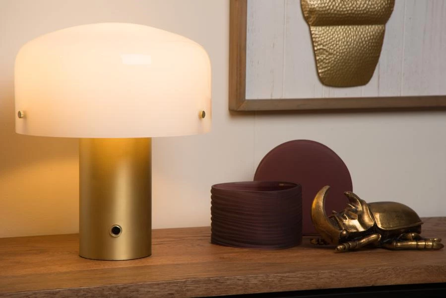 Lucide TIMON - Table lamp - 1xE27 - 3 StepDim - Matt Gold / Brass - ambiance 1